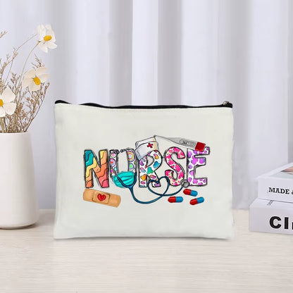 Leopard Nurse Print Cosmetic Bag Organizer Sundries Zipper Makeup Bags Storage Pouch Office Supplies Stationery Pencil Case Gift