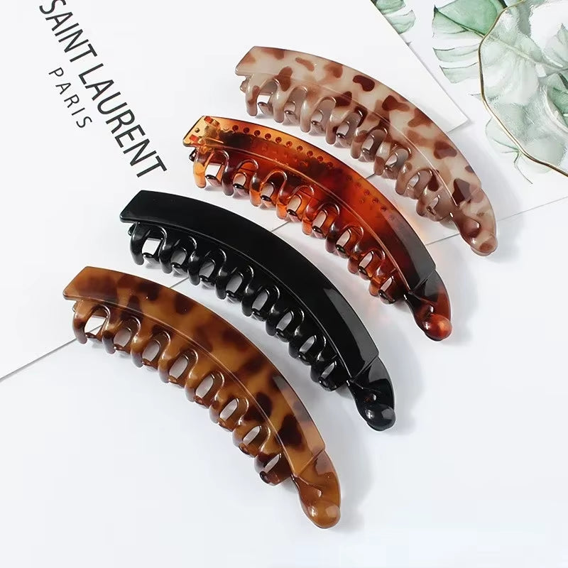 Banana Hair Claw Clips Clamp Barrettes Big Women Hairgrips Hairpin Girls Ponytail Hair Accessories Leopard Headwear