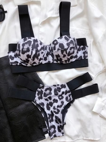 Leopard High Waist Bikini Push up Bra Cup Bikinis 2025 Women Swimsuit Female Swimwear Two Piece Bikini Set High Cut Bathing Suit