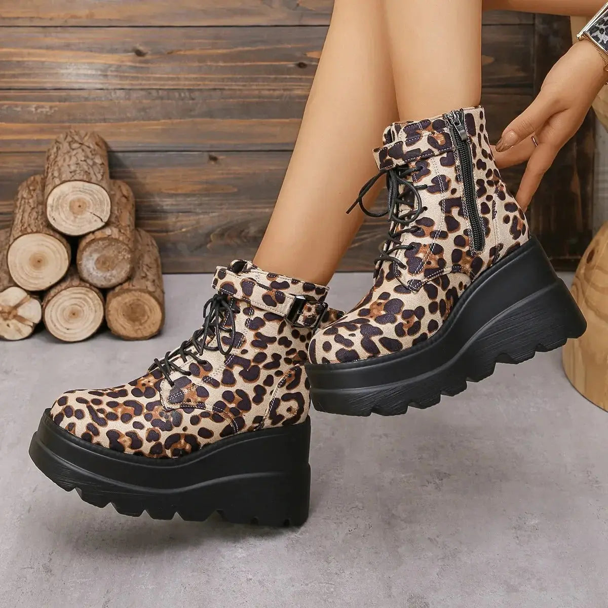 Ladies Shoes Large Size Ankle Women's Boots Jungle Line