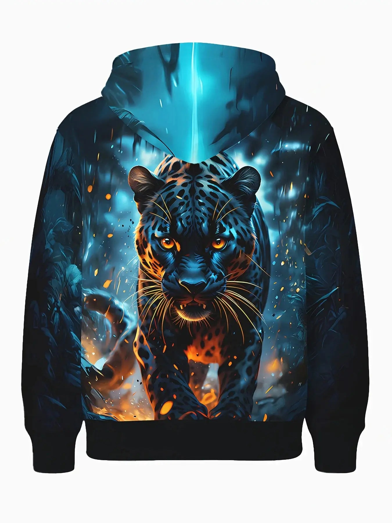 Sweat à capuche homme Jungle Line à motif léopard, manches longues, style décontracté, idéal pour automne et printemps.