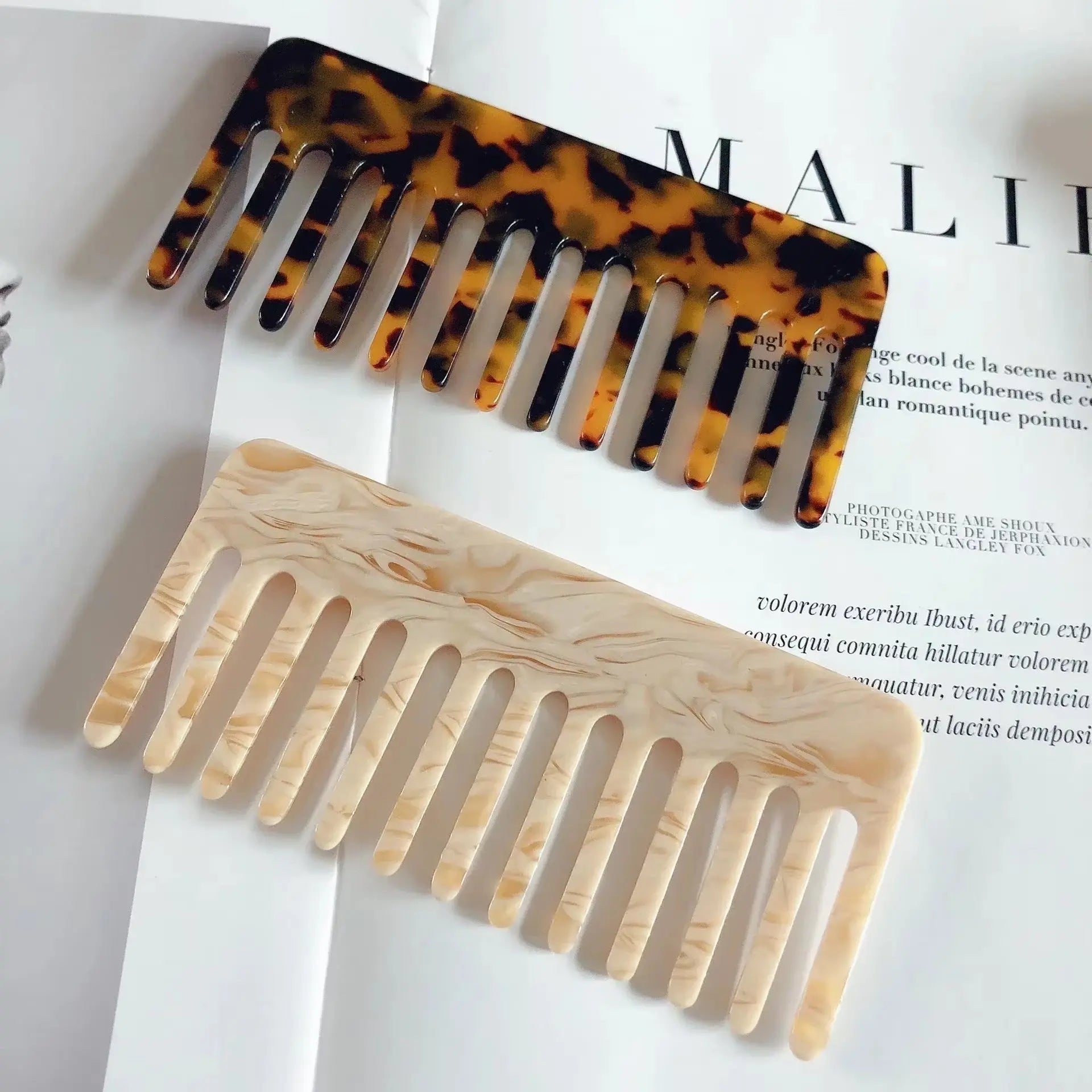 Korean Simple Acetate Hair Styling Comb Women Girls Antistatic Hair Comb Headdress Marbled Leopard Hair Comb Head Massage Brush
