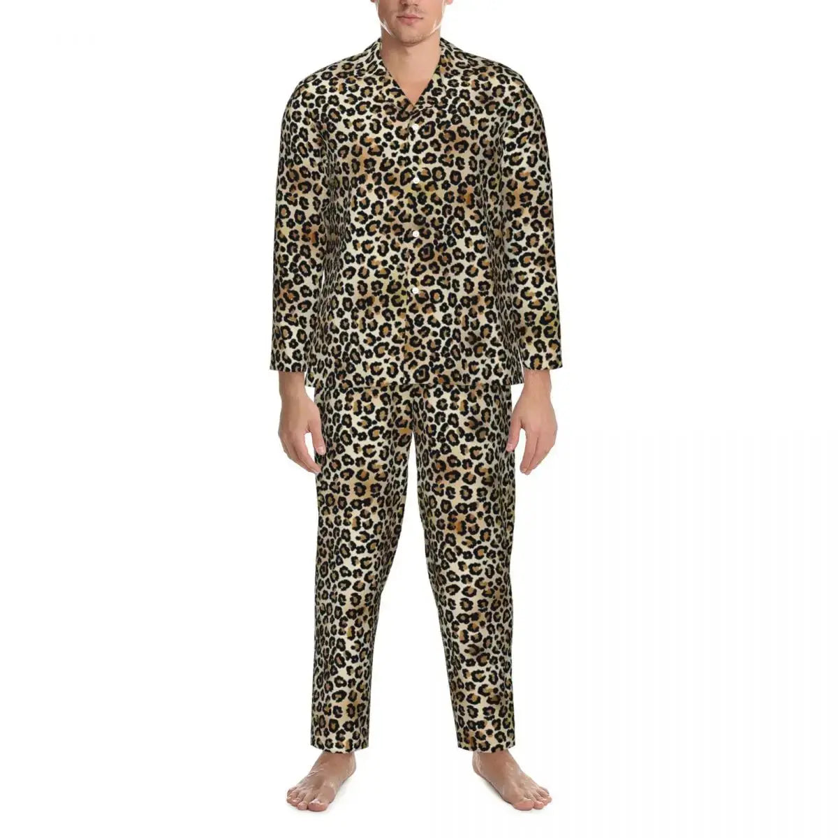 Pajamas Man Brown Leopard Print Sleep Sleepwear Jungle Line