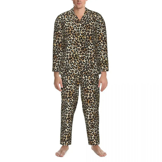 Pajamas Man Brown Leopard Print Sleep Sleepwear Jungle Line