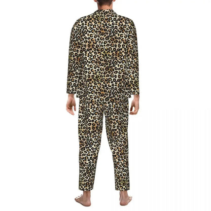 Pajamas Man Brown Leopard Print Sleep Sleepwear Jungle Line