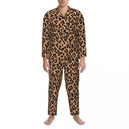 Pajamas Man Brown Leopard Print Sleep Sleepwear Jungle Line