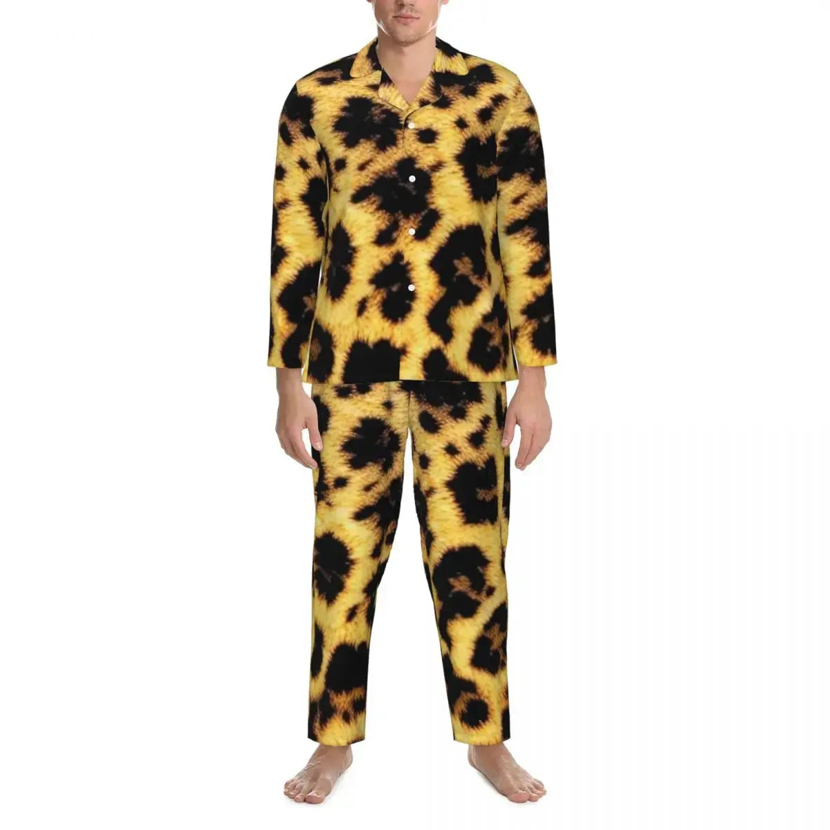 Pajamas Man Brown Leopard Print Sleep Sleepwear Jungle Line