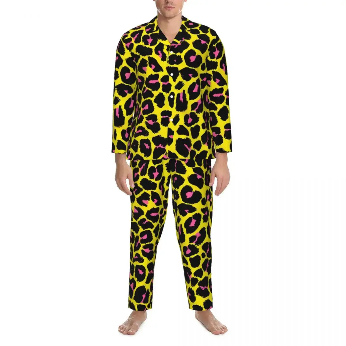 Pajamas Man Brown Leopard Print Sleep Sleepwear Jungle Line