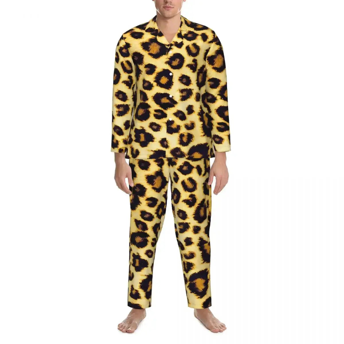 Pajamas Man Brown Leopard Print Sleep Sleepwear Jungle Line