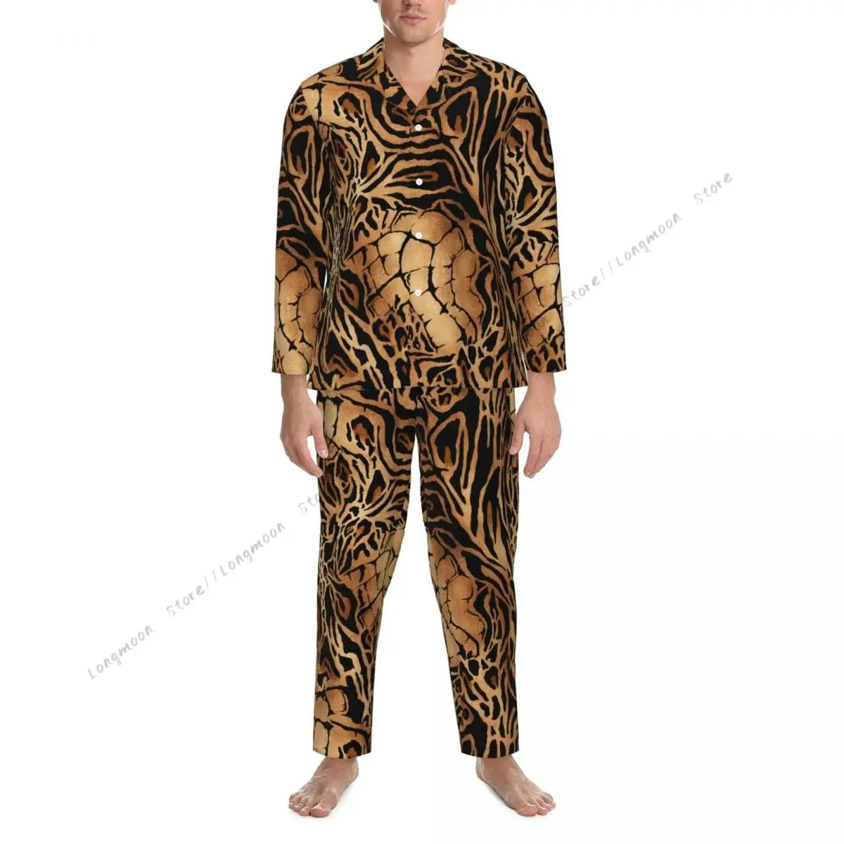 Mens Pajamas Sets Home Suits Tiger Leopard And Crocodile Jungle Line