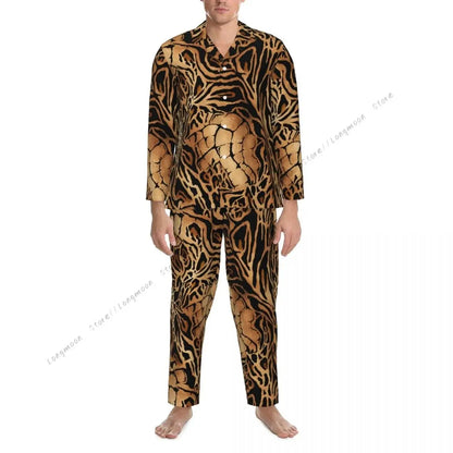 Mens Pajamas Sets Home Suits Tiger Leopard And Crocodile Jungle Line