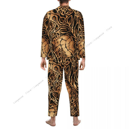 Mens Pajamas Sets Home Suits Tiger Leopard And Crocodile Jungle Line
