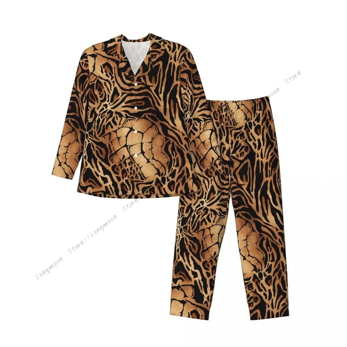 Mens Pajamas Sets Home Suits Tiger Leopard And Crocodile Jungle Line