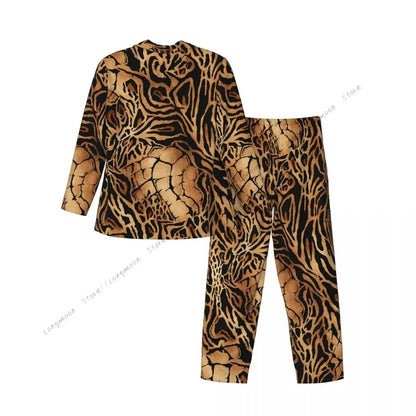 Mens Pajamas Sets Home Suits Tiger Leopard And Crocodile Jungle Line