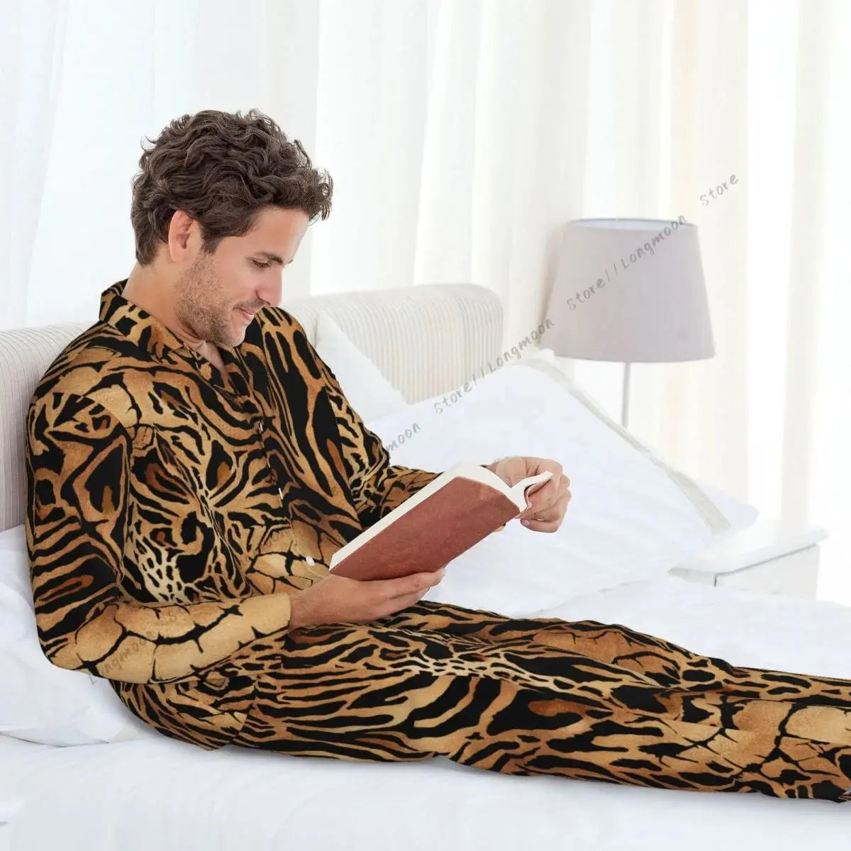 Mens Pajamas Sets Home Suits Tiger Leopard And Crocodile Jungle Line