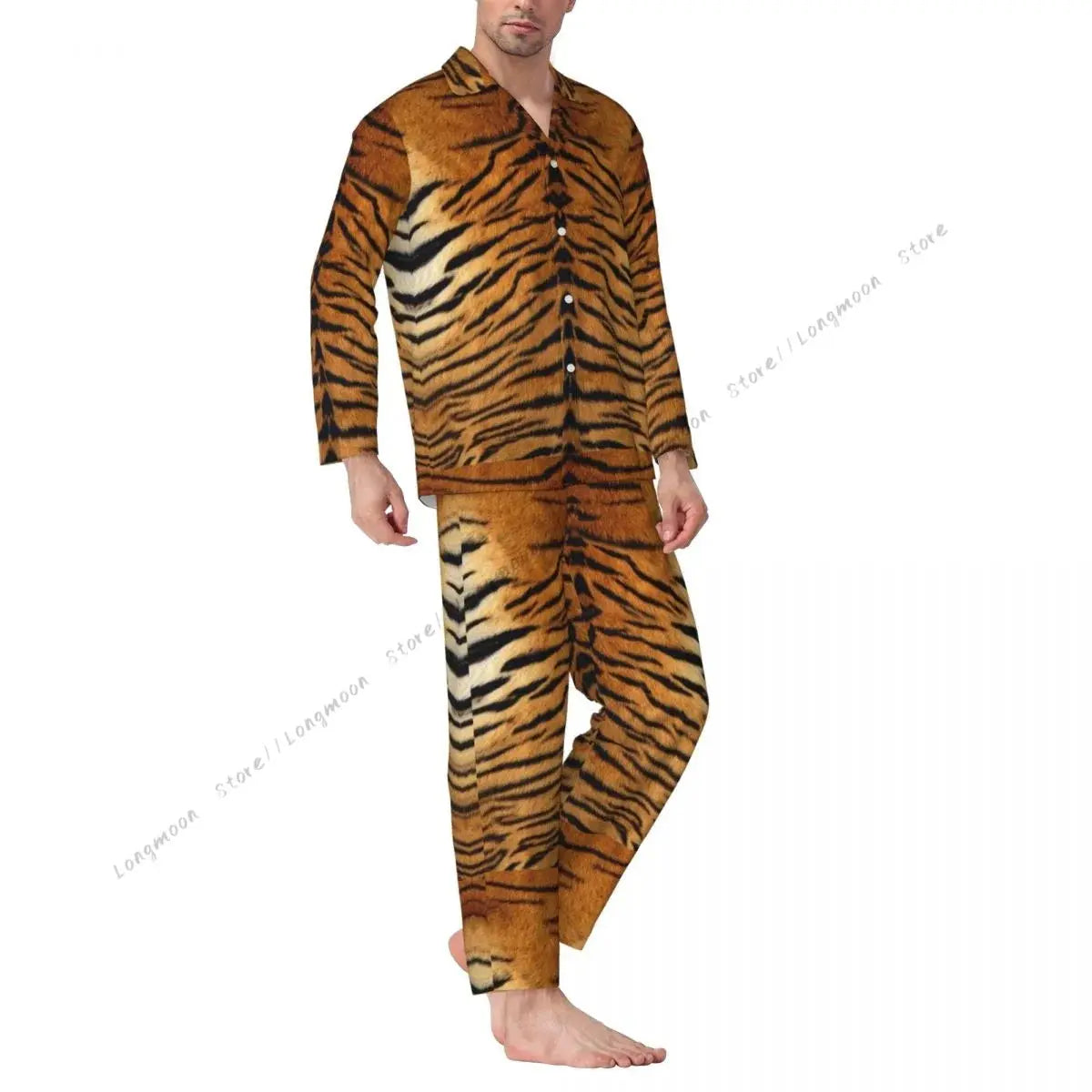 Mens Pajamas Sets Home Suits Tiger Leopard And Crocodile Jungle Line