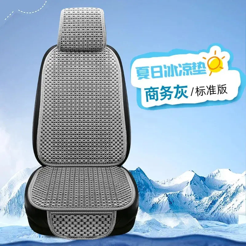 Gray Summer Ice Silk Car Seat Covers by Jungle Line, non-slip and wear-resistant for comfortable vehicle interior protection.