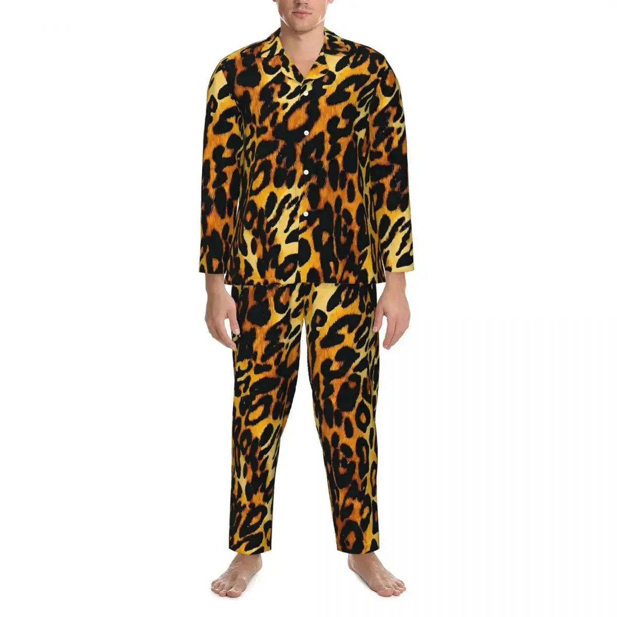 Leopard Pajamas Set Animal Print Comfortable Sleepwear Jungle Line