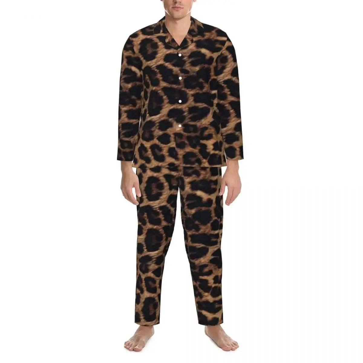 Leopard Print Sleepwear Autumn Yellow Pink and Black Casual Jungle Line