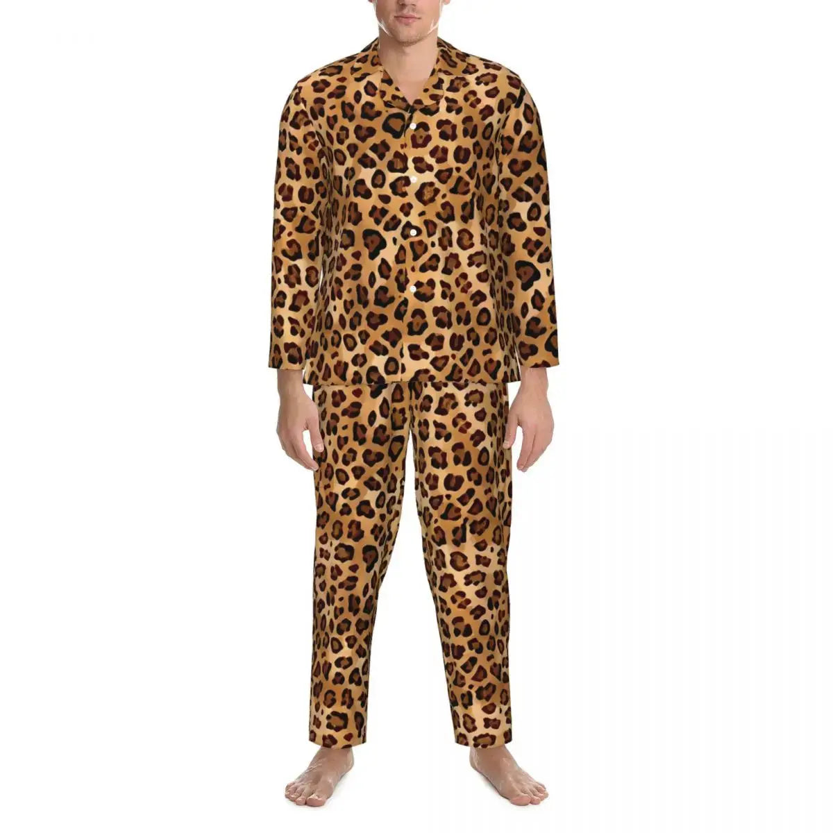 Leopard Print Sleepwear Autumn Yellow Pink and Black Casual Jungle Line