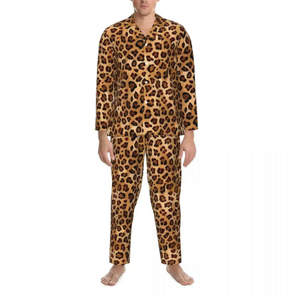 Leopard Print Sleepwear Autumn Yellow Pink and Black Casual Jungle Line