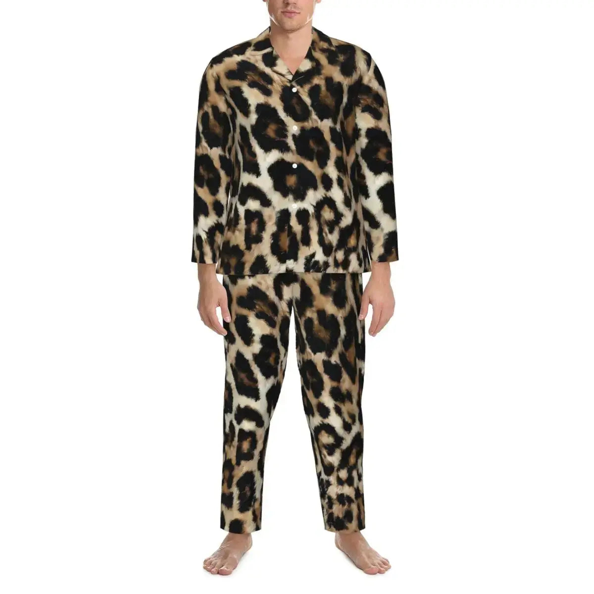Leopard Print Sleepwear Autumn Yellow Pink and Black Casual Jungle Line