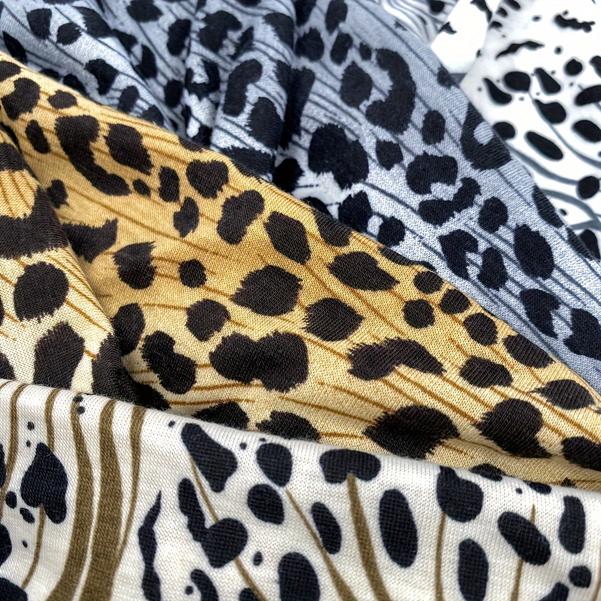 1pc Fashion Leopard Print Women's Yoga Headband - Knitted Elastane Wide Knot Sports Sweatband for Normal Hair - Jungle Line