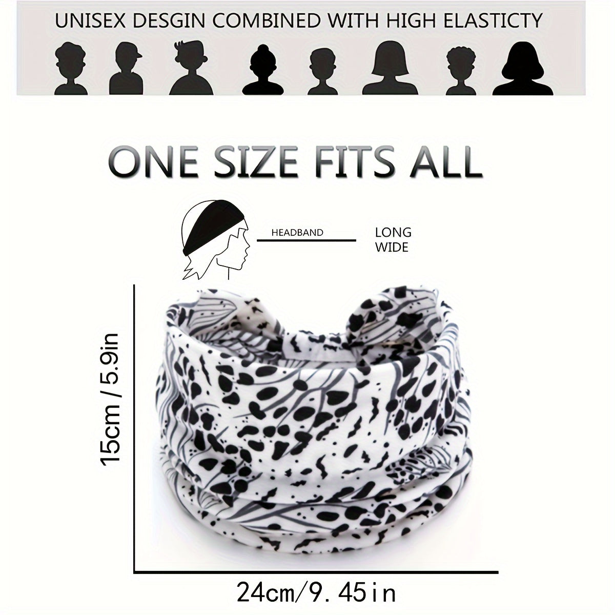 1pc Fashion Leopard Print Women's Yoga Headband - Knitted Elastane Wide Knot Sports Sweatband for Normal Hair - Jungle Line