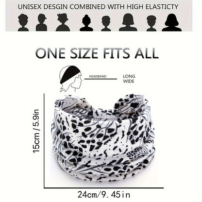 1pc Fashion Leopard Print Women's Yoga Headband - Knitted Elastane Wide Knot Sports Sweatband for Normal Hair - Jungle Line