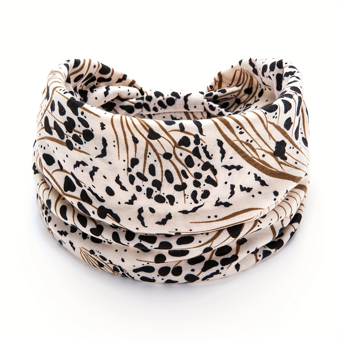 1pc Fashion Leopard Print Women's Yoga Headband - Knitted Elastane Wide Knot Sports Sweatband for Normal Hair - Jungle Line
