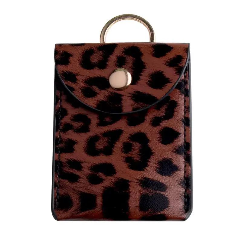 Portefeuille en PU à motif léopard Jungle Line avec porte-clés, design élégant et pratique pour accessoires et cartes.