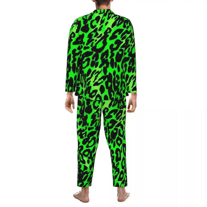 Green Leopard Texture Sleepwear Autumn Animal Print Jungle Line
