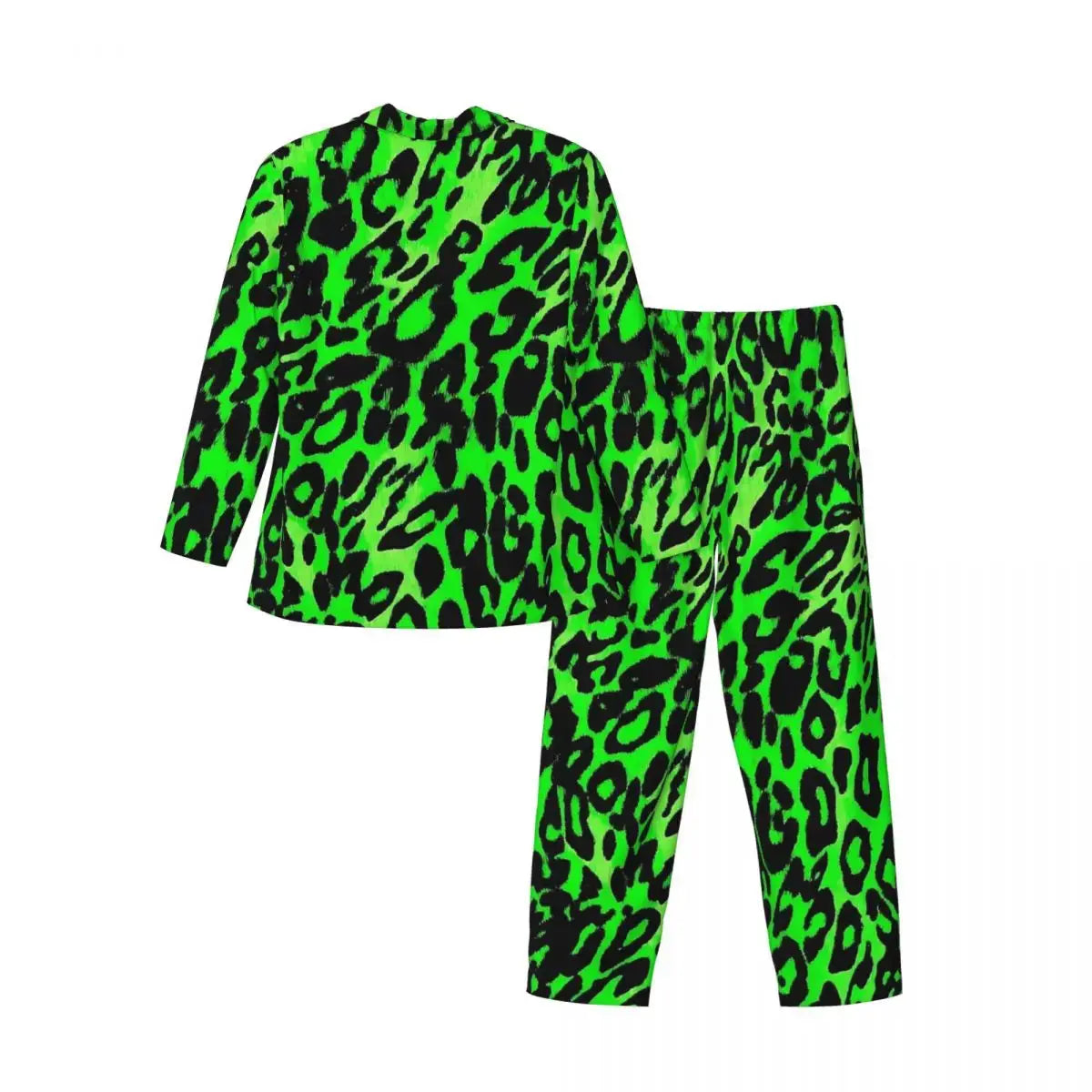 Green Leopard Texture Sleepwear Autumn Animal Print Jungle Line