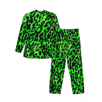 Green Leopard Texture Sleepwear Autumn Animal Print Jungle Line