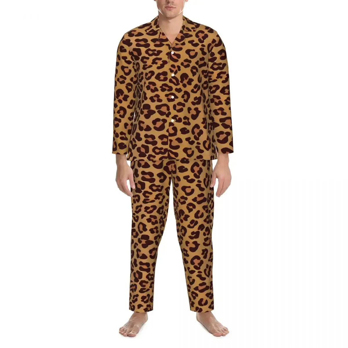 Green Leopard Texture Sleepwear Autumn Animal Print Jungle Line