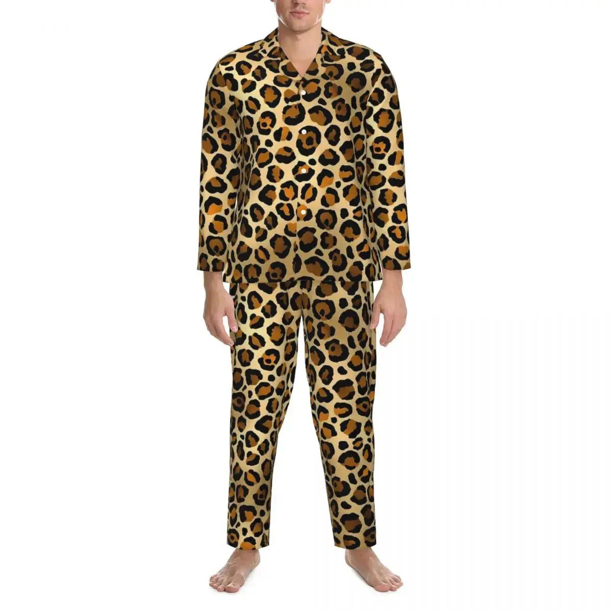 Green Leopard Texture Sleepwear Autumn Animal Print Jungle Line