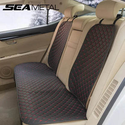 Black Leather Car Seat Covers by Jungle Line, designed for front and rear seats, suitable for all seasons.