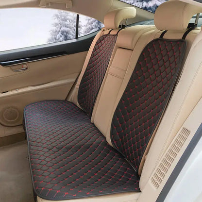 Black Leather Car Seat Covers by Jungle Line for front and rear seats, suitable for four seasons, designed for comfort and protection.