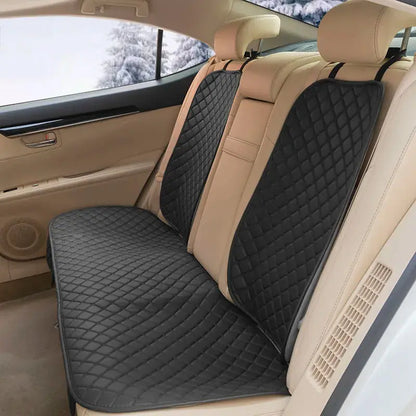 Black Leather Car Seat Covers by Jungle Line for front and rear seats, suitable for four seasons, designed for comfort and protection.