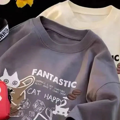 M-8XL 2025 New Summer Korean Style Fun Cartoon Print T-shirt Man Women Unisex Oversized Plus Size Tshirt Trendy Tees - Jungle Line