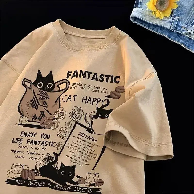 M-8XL 2025 New Summer Korean Style Fun Cartoon Print T-shirt Man Women Unisex Oversized Plus Size Tshirt Trendy Tees - Jungle Line