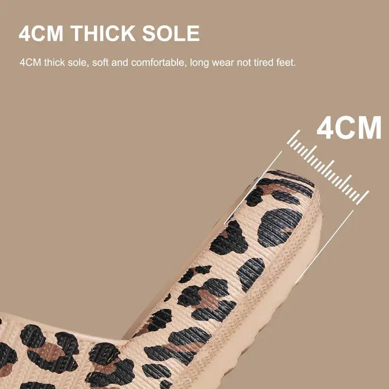 Khaki thick platform cloud slippers for women and men, summer casual footwear by Jungle Line with 3.5cm sole.