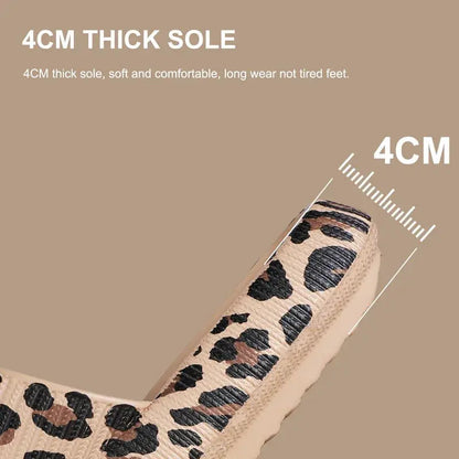 Khaki thick platform cloud slippers for women and men, summer casual footwear by Jungle Line with 3.5cm sole.