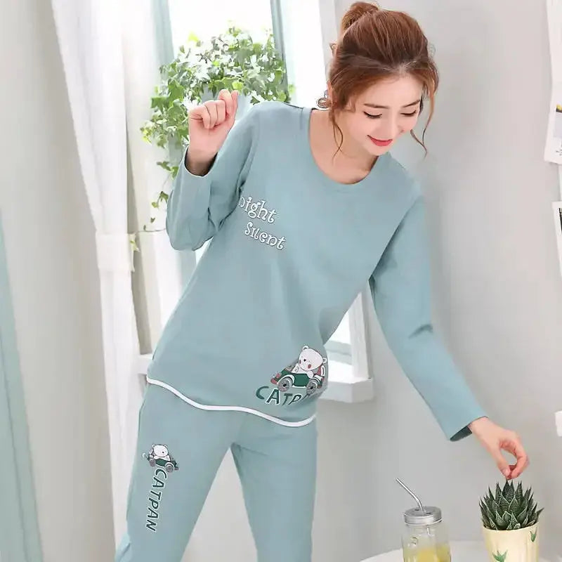 Autumn Thin 2pieces Pyjamas Set Women - Jungle Line