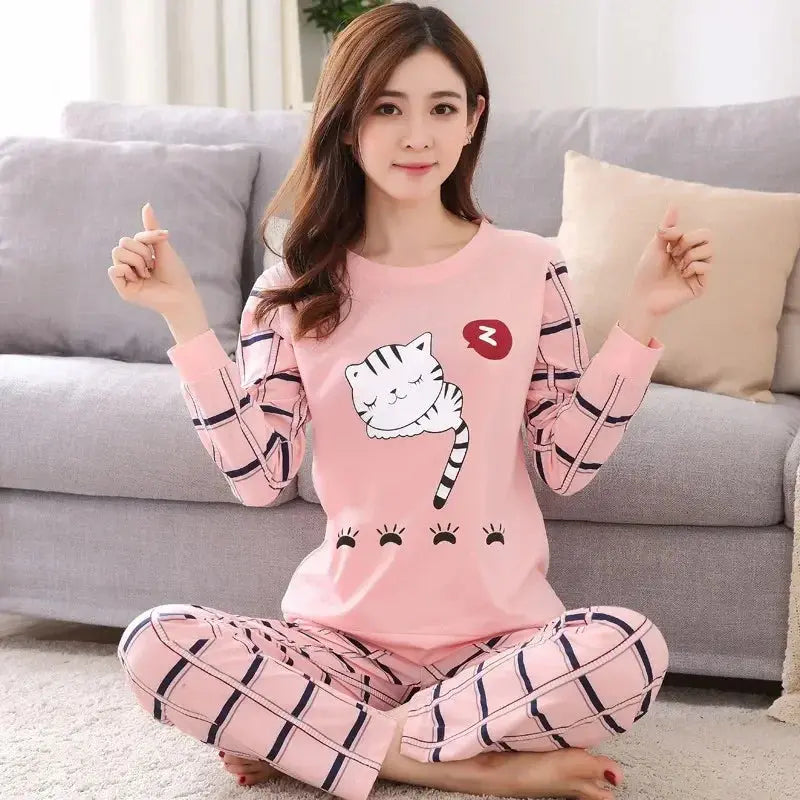 Autumn Thin 2pieces Pyjamas Set Women - Jungle Line