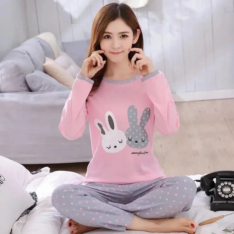 Autumn Thin 2pieces Pyjamas Set Women - Jungle Line
