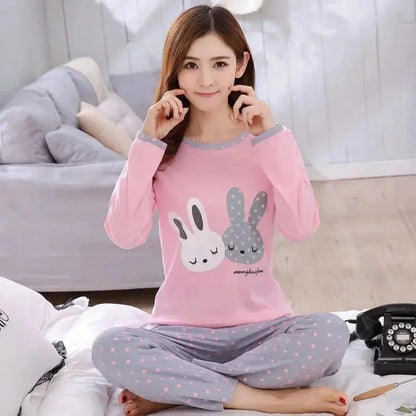 Autumn Thin 2pieces Pyjamas Set Women - Jungle Line