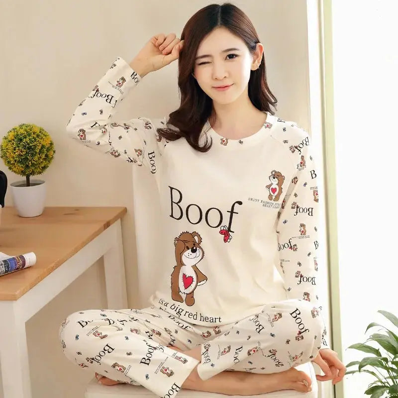 Autumn Thin 2pieces Pyjamas Set Women - Jungle Line