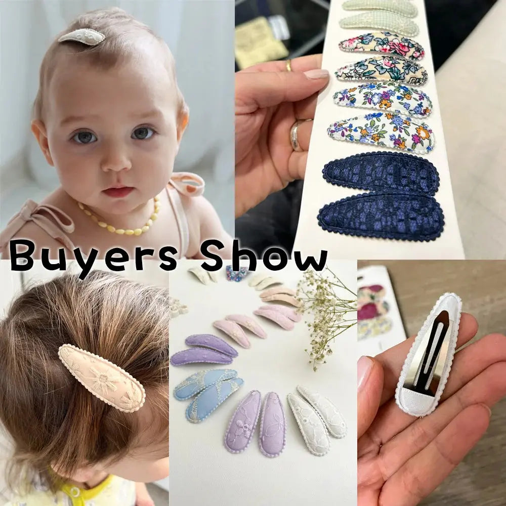 10Pcs/Lot Fresh Print Cotton Alloy Hair Clips for Kids Fabric Jungle Line