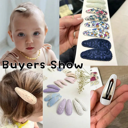 10Pcs/Lot Fresh Print Cotton Alloy Hair Clips for Kids Fabric Jungle Line